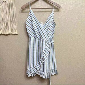 Altrd Womens Sleeveless Dress Ruffled Aline Dress Multicolor Striped Short Small